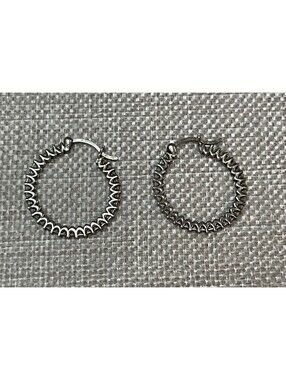Sterling Silver 925 SU CZ 1" Long Round Hoop Statement Earrings